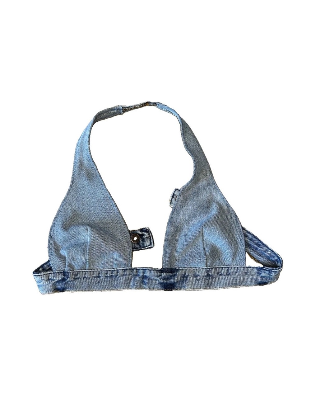 Vintage Remade Denim Halter Bra Top Festival Y2K Upcycled M/L Route 66 Festival